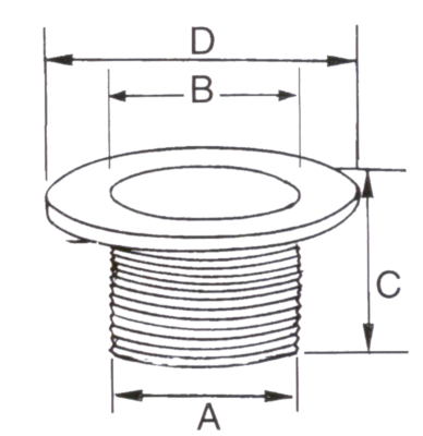 Threaded thru-hull fitting, flush flange - imagine 2