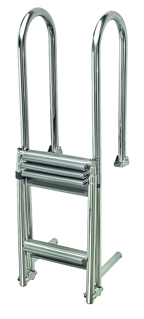 Telescopic folding ladder with 180° grip handles